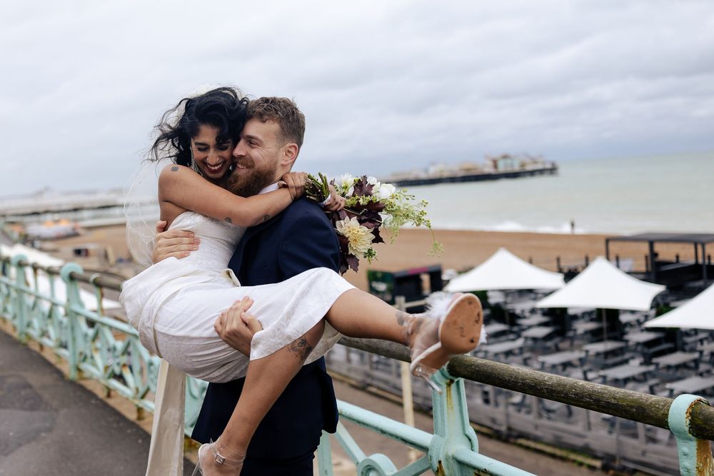 A romantic dance sequence showing partners performing lifts and embraces against an urban backdrop.