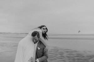 Santa Barbara wedding video – bride and groom by the coast cliffs