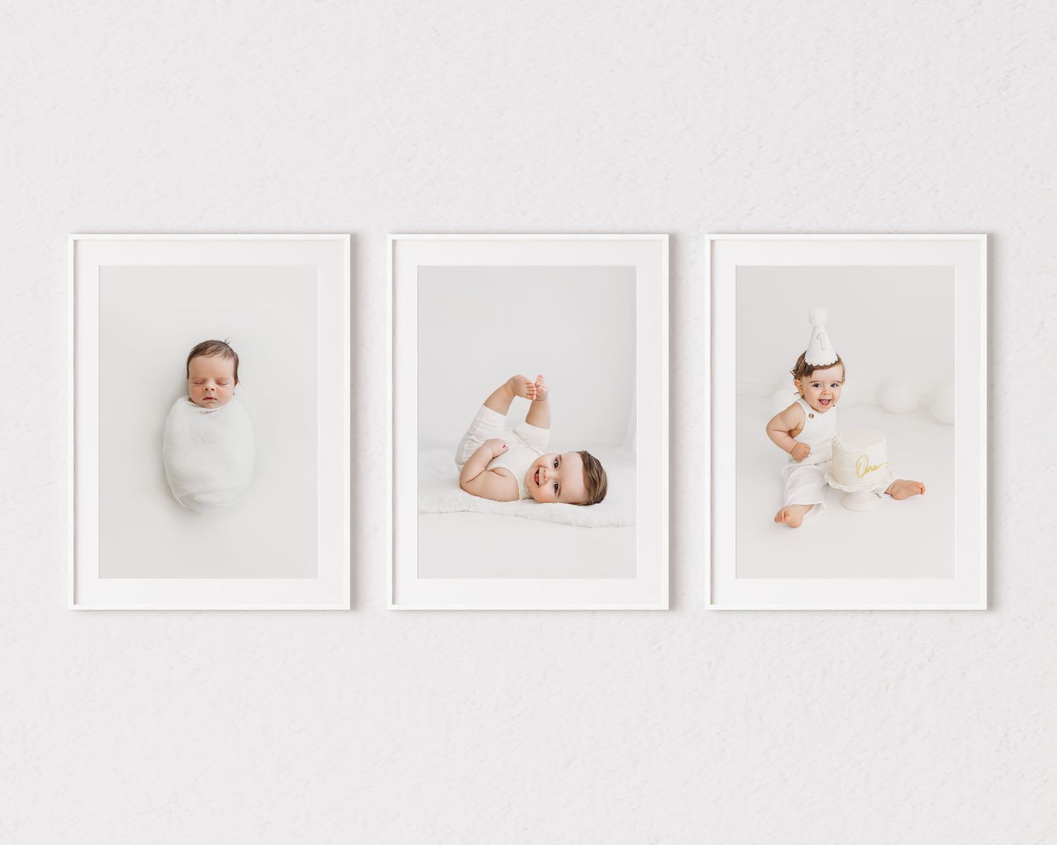 Baby's First Year Gallery Wall Photo Collage White Frames