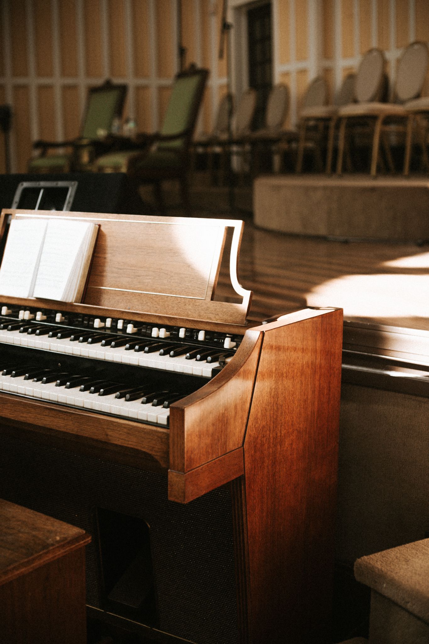 Small organ or piano in an old fashioned church