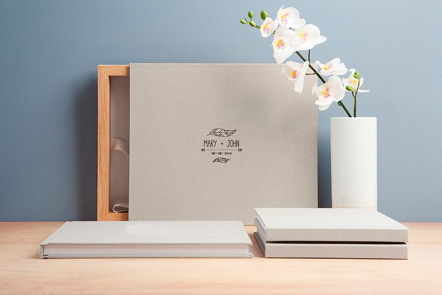Fotolibro matrimonio di alta qualità con scatola in legno personalizzata