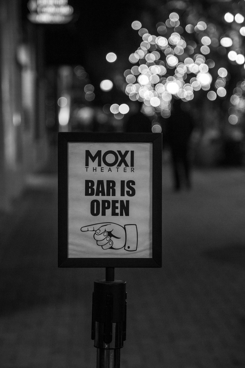 Moxi theatre sign in Greely, Colorado.