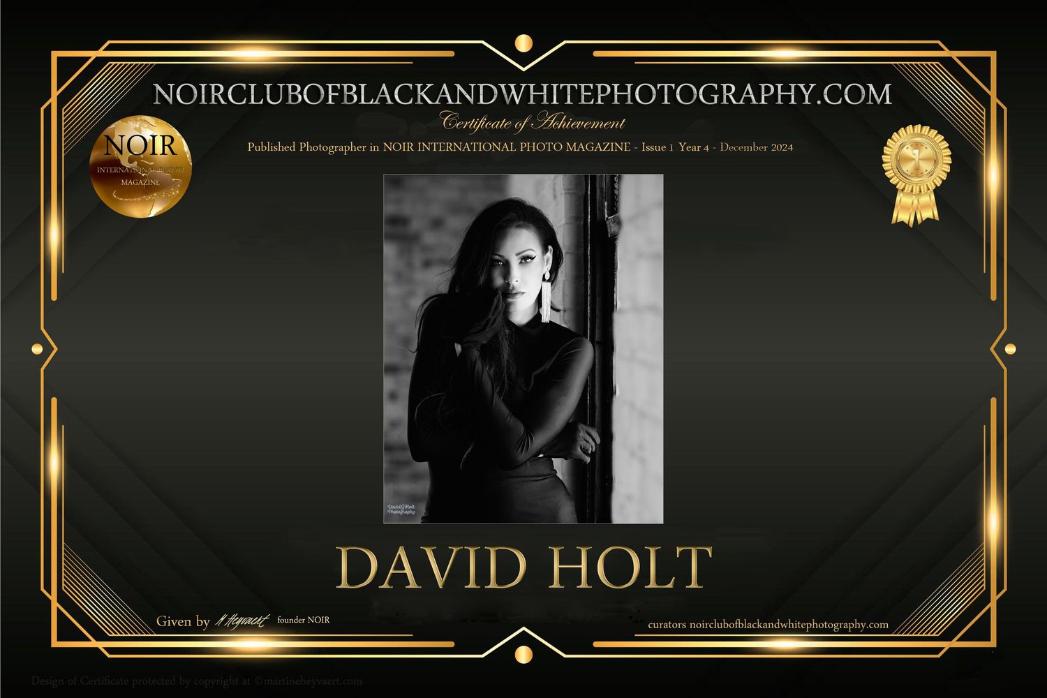 David G Holt Photography - Elegant black and gold photographer portfolio banner with decorative frames.
