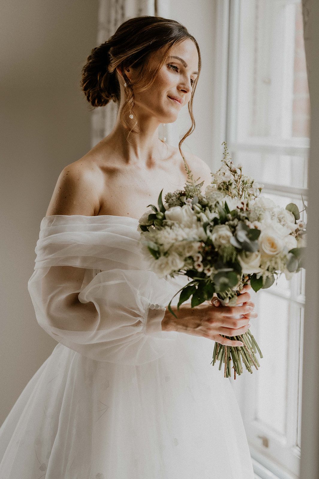 The bride in a moment of calm before her wedding ceremony.