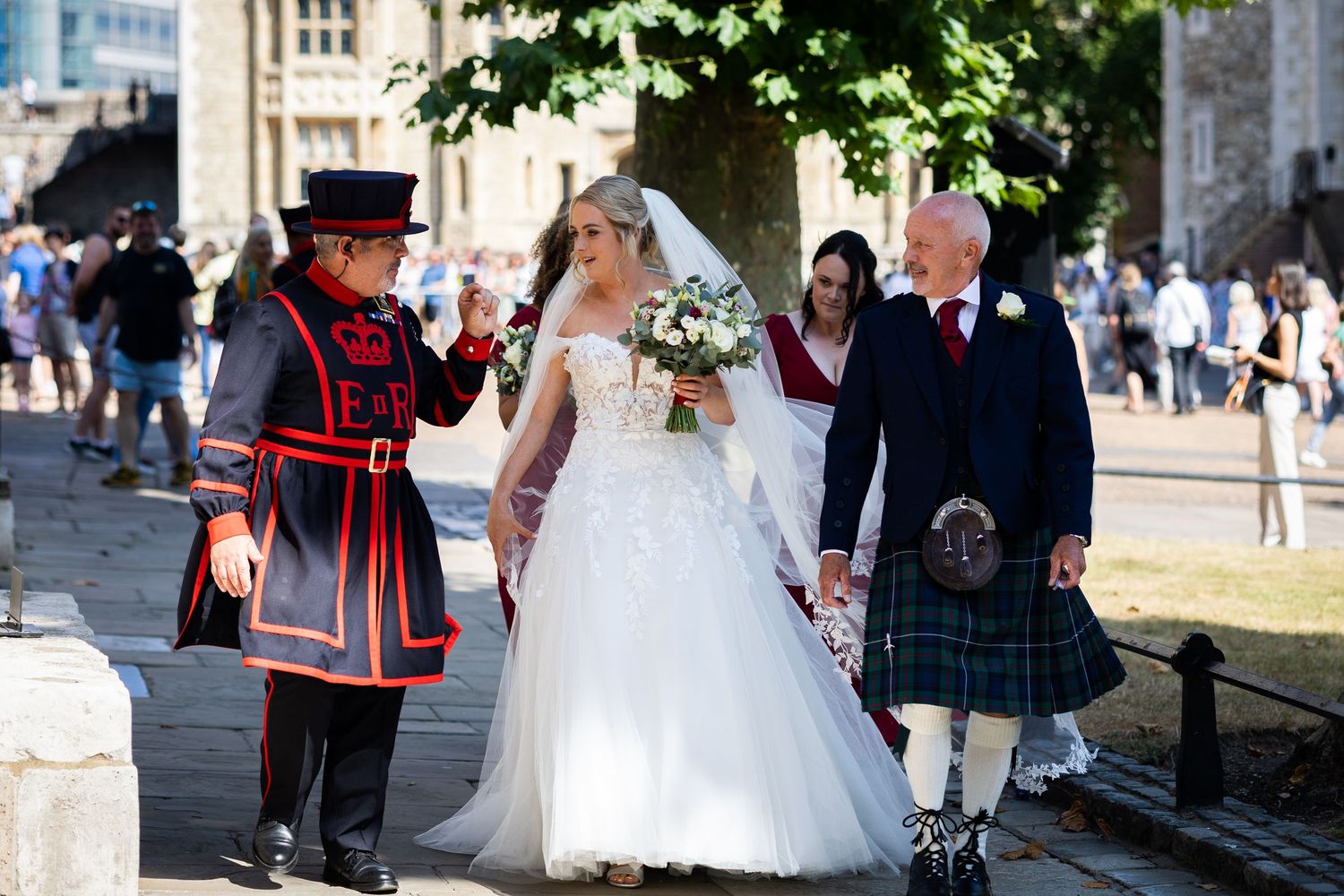 White wedding in the Tower of London. Stunning venue for a military wedding.