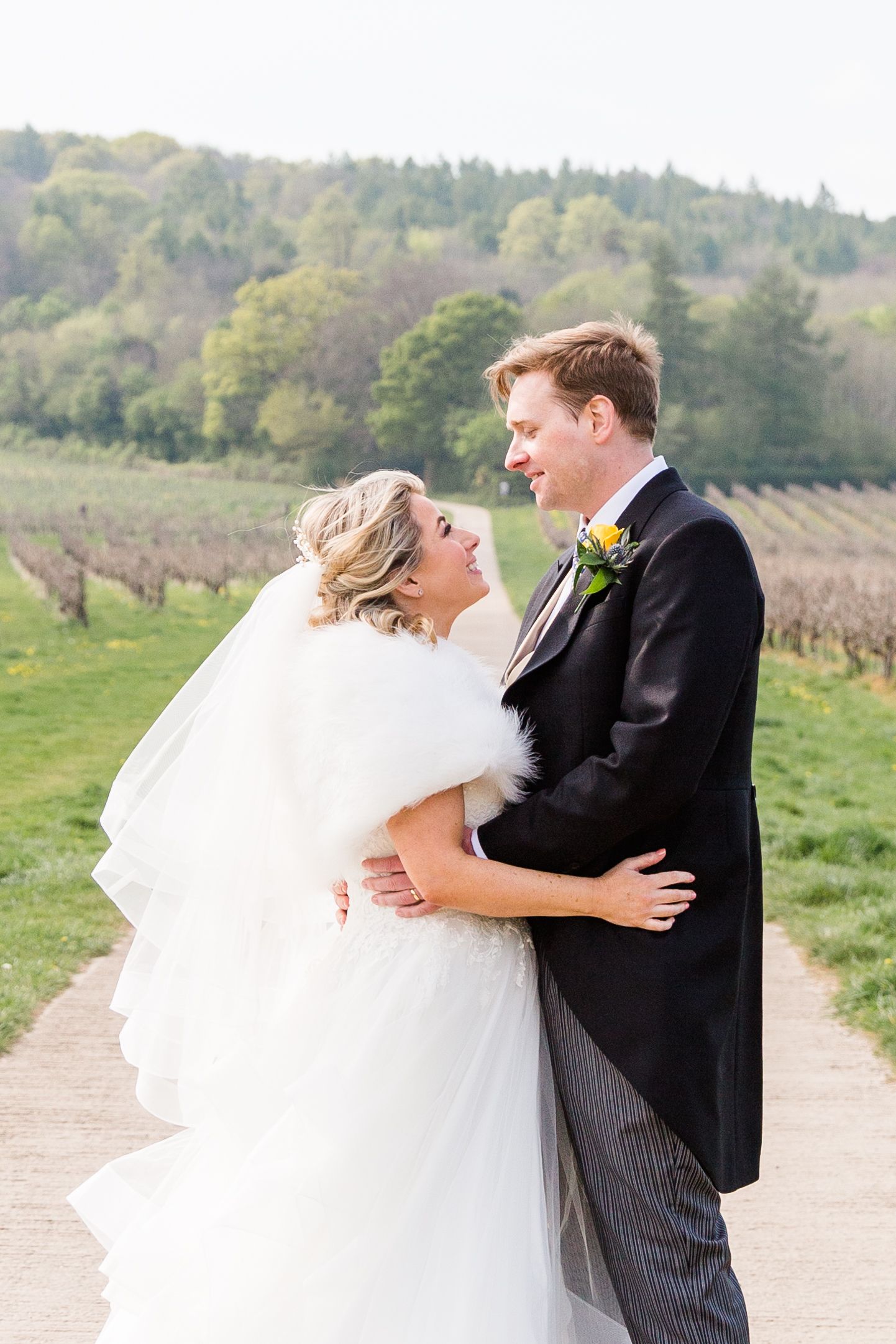 Surrey vineyard wedding. Soft and natural bridal look.