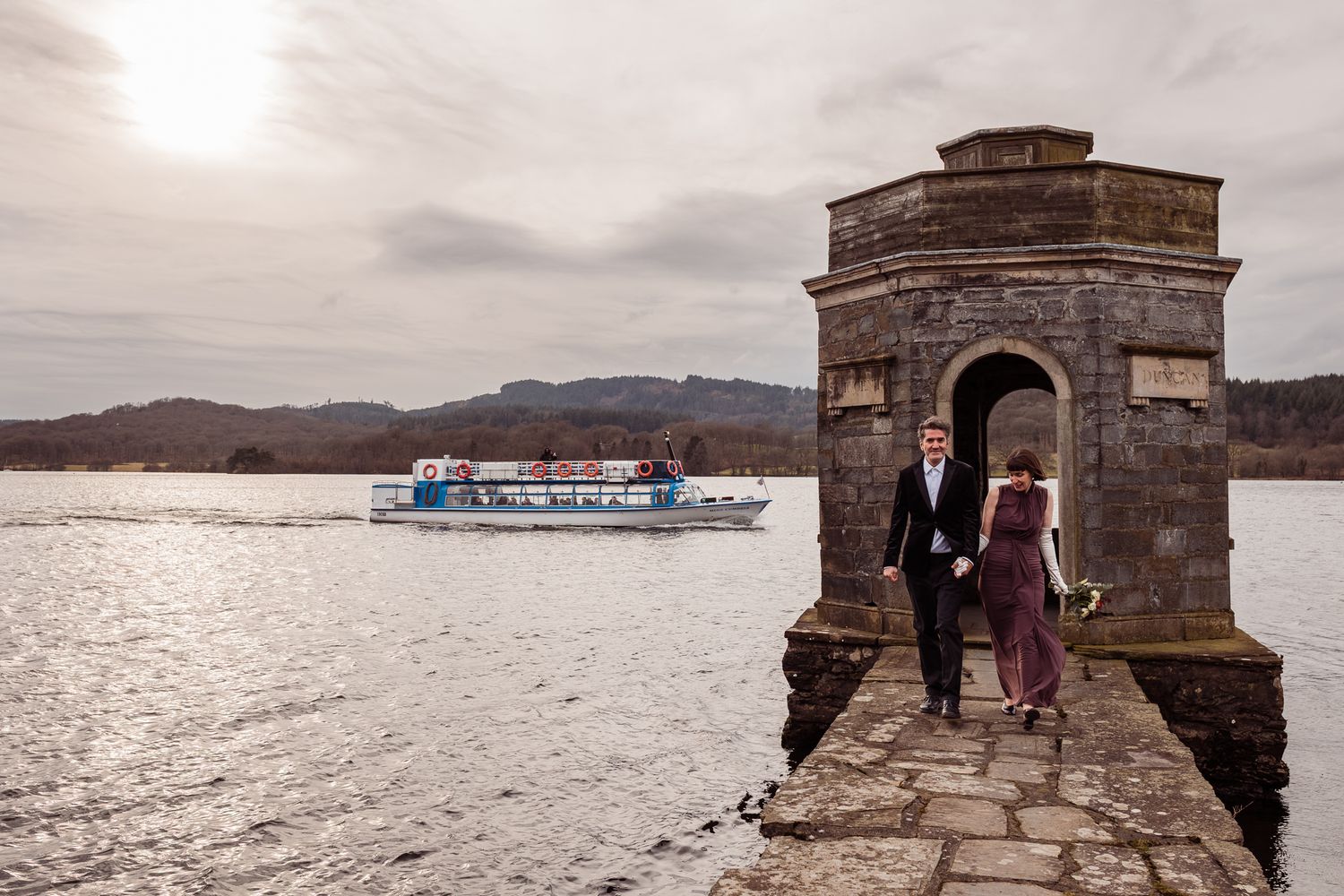 Storrs Hall wedding ceremony by the lake