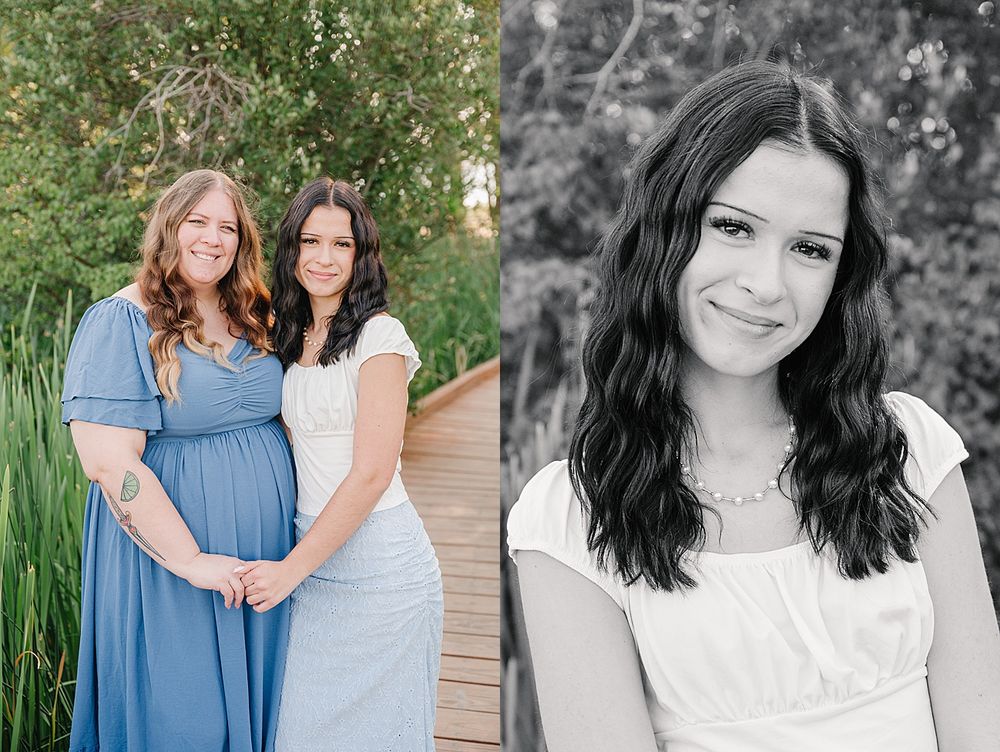 A series of portrait photographs displayed in a horizontal row showing casual outdoor photography sessions.
