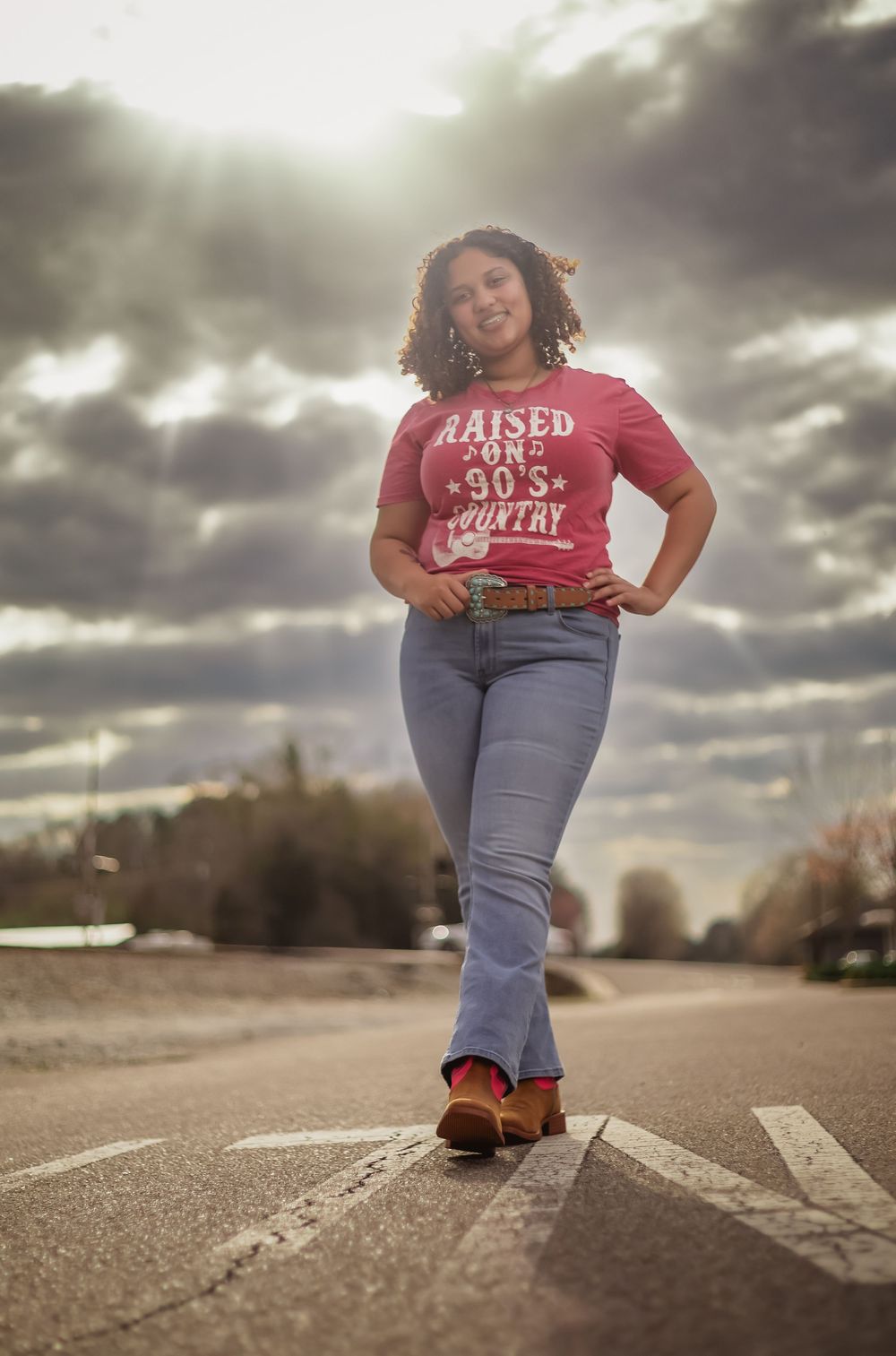 Dreamy golden hour senior portrait of a high school girl in Lincoln, Alabama.