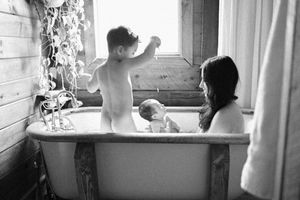 Series of intimate moments captured through bathroom window.