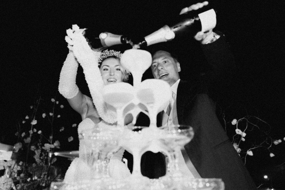 A series of black and white photographs showing different couples dancing at what appears to be a vintage party or celebration.