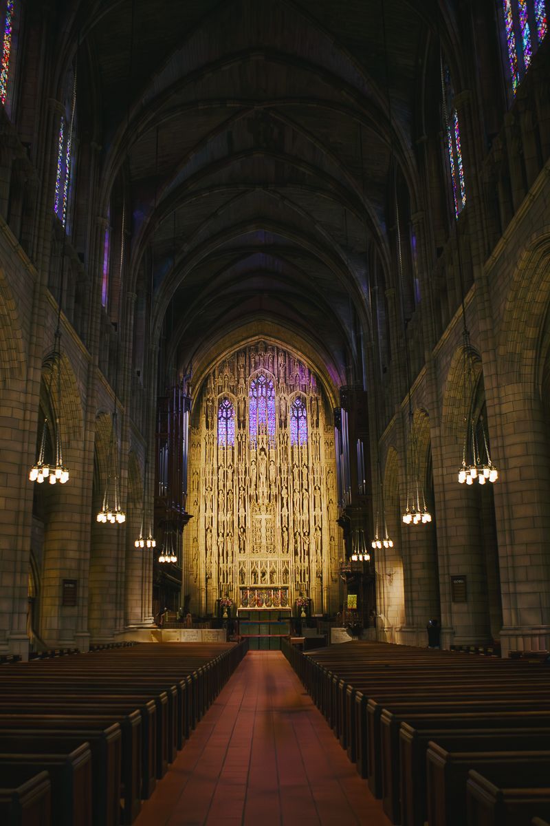 Majestic interior of St. Thomas Church Fifth Avenue photographed by NYC family photographer Paula Brearley