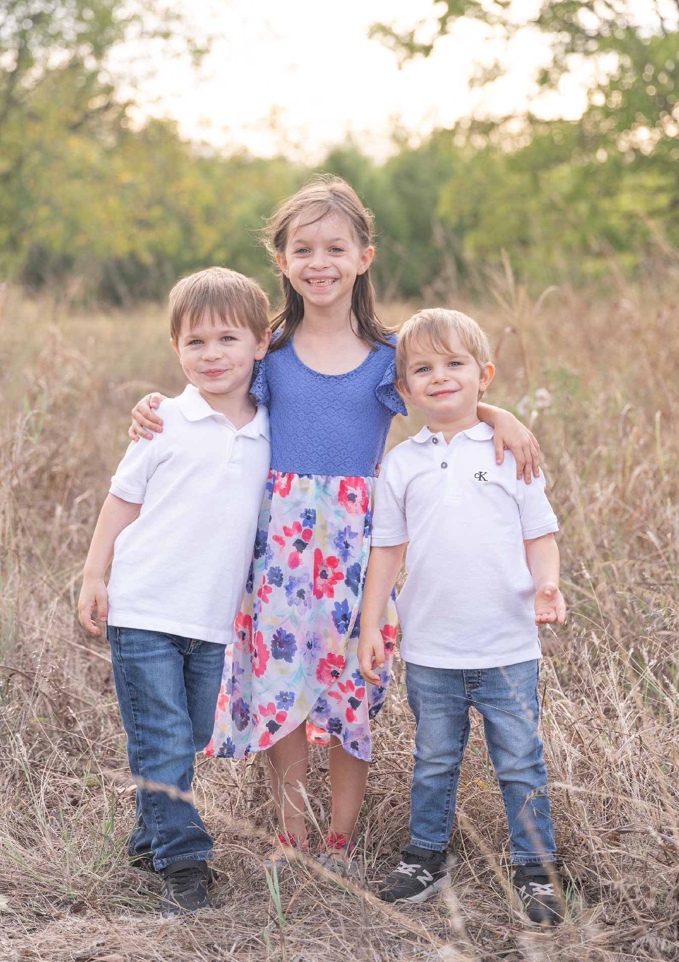 Family of Five Fall Portrait Session in Field by Bartlesville Family Photographer Kristi Bray