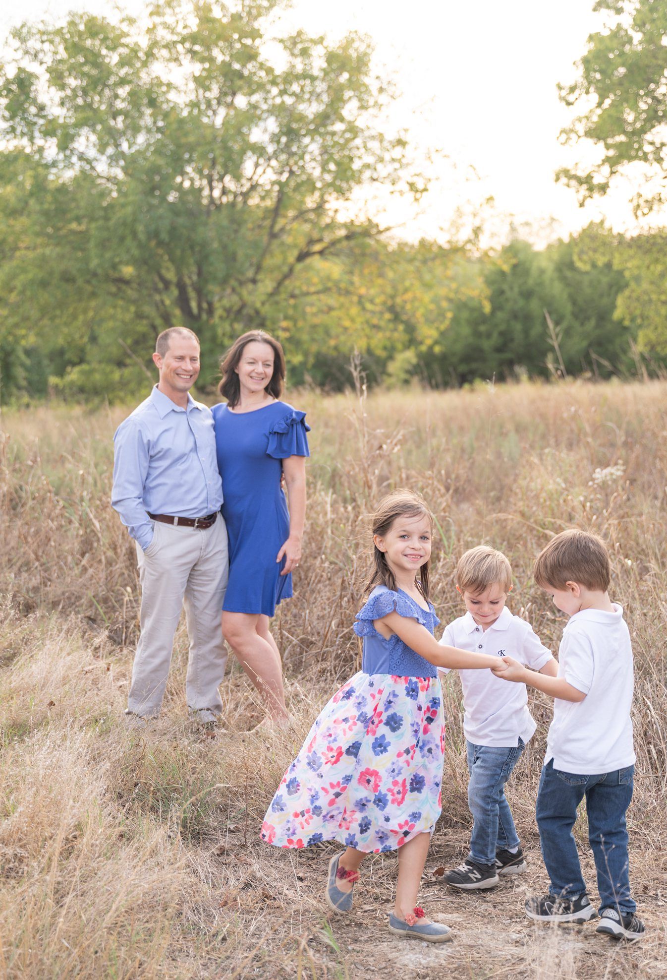 Family of Five Fall Portrait Session in Field by Bartlesville Family Photographer Kristi Bray