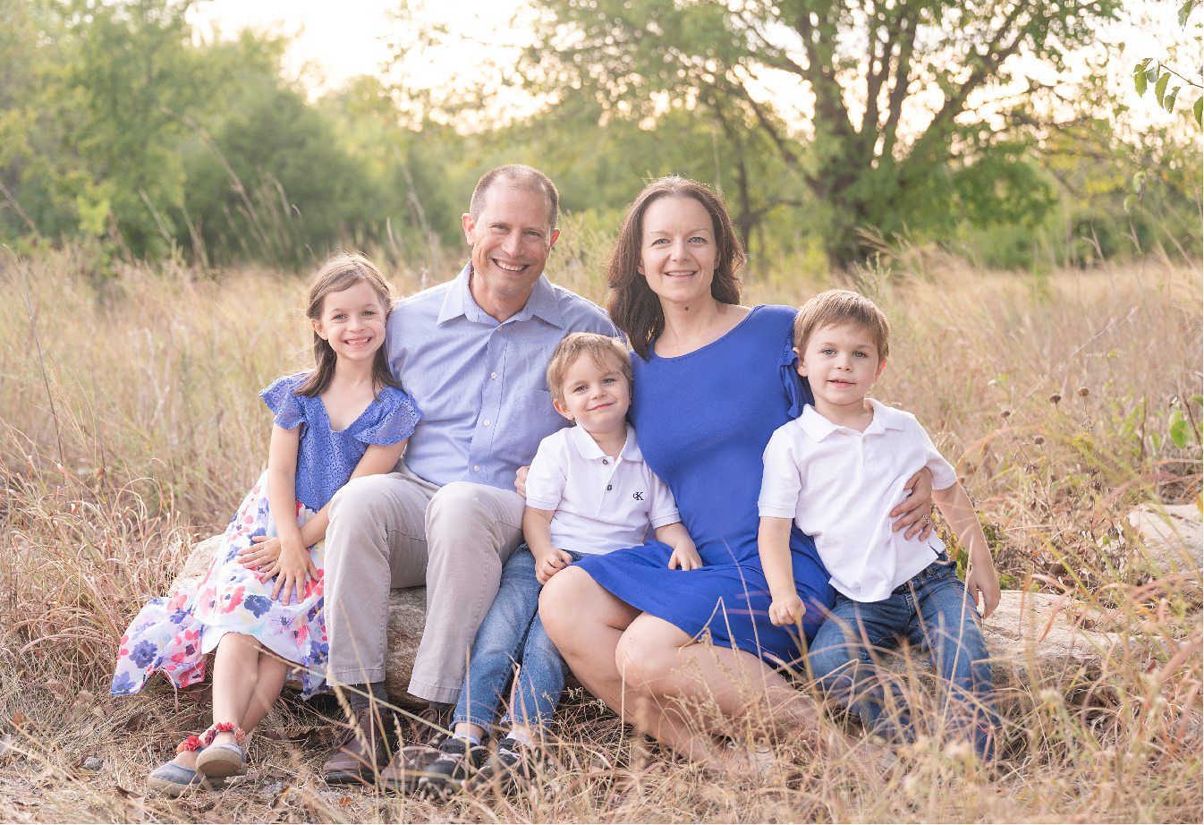 Family of Five Fall Portrait Session in Field by Bartlesville Family Photographer Kristi Bray