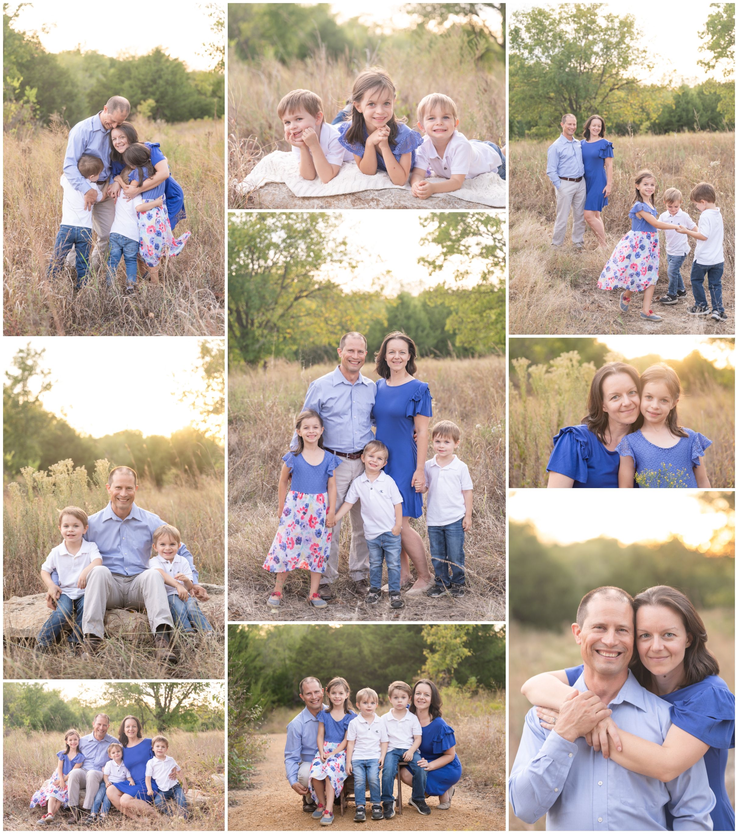 Family of Five Fall Portrait Session in Field by Bartlesville Family Photographer Kristi Bray