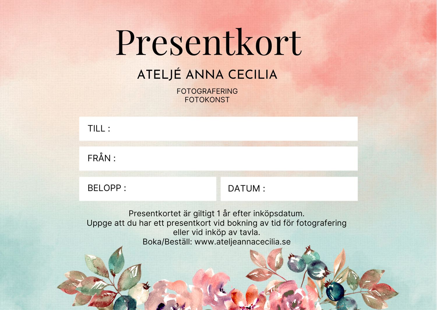 presentkort, gåva, presentkort fotografering, presentkort fotokonst, Fotograf Göteborg, presentkort porträttfotografering
