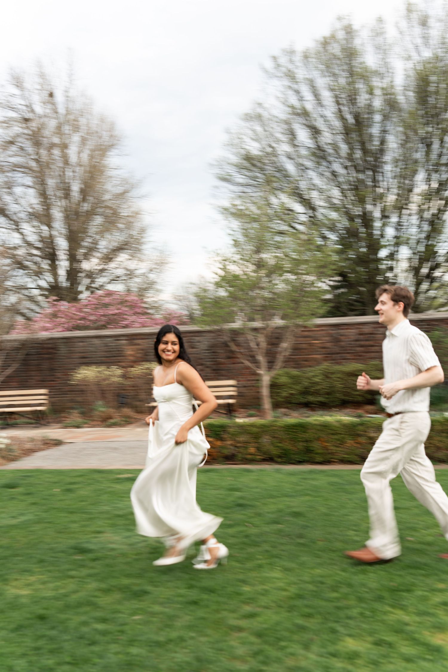 Engagement Photography Session at Mellon Park in the Spring with Florals with Megan Bucci Photography, a True to Life Color Photographer