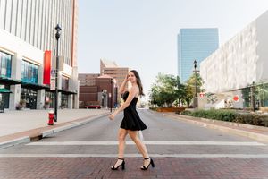 Toledo senior pictures with urban background in downtown Toledo