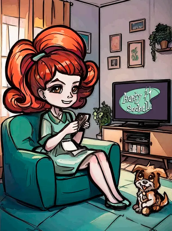 A sequence of comic panels showing a person in a teal shirt relaxing on a couch while petting a small dog.