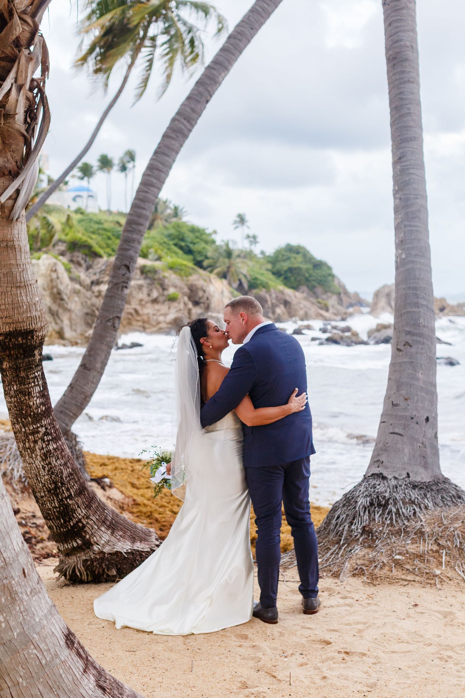 Bride and groom portrait. Intimate beach wedding in Palmas del Mar, Puerto Rico.