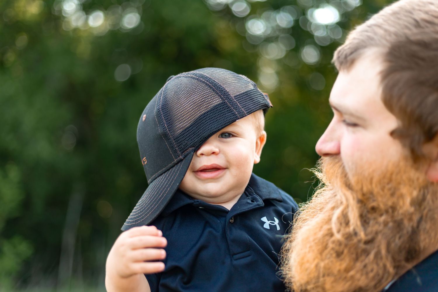 silly baby photo with dad