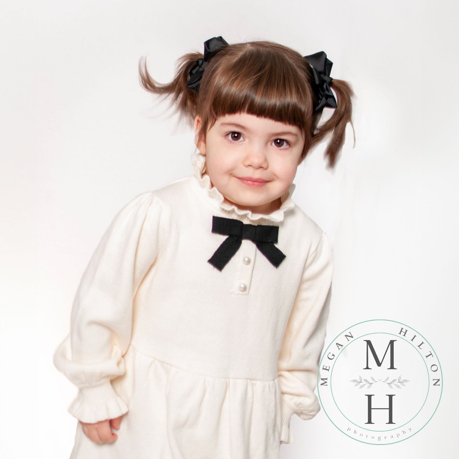 Little Girl on white background jumping
