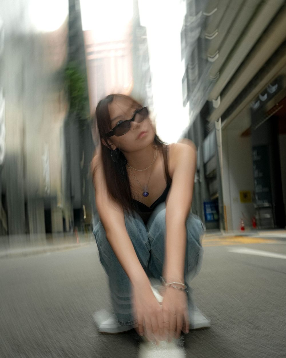 Artistic blurred urban photography with moody city atmosphere.
