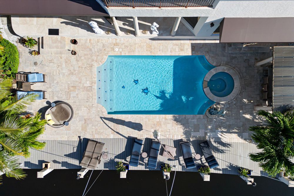 Drone real estate photography for this luxurious open-concept living and dining area in Fort Lauderdale