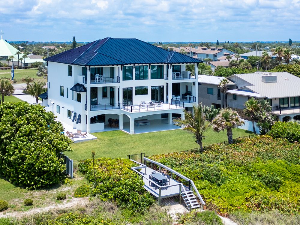 Drone shot of waterfront home in Delray Beach real estate photography