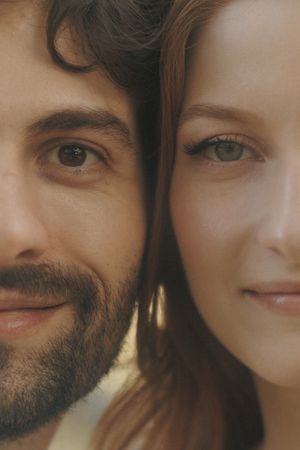 A couple smiles warmly together in a series of cropped portrait photos showing their closeness and affection.