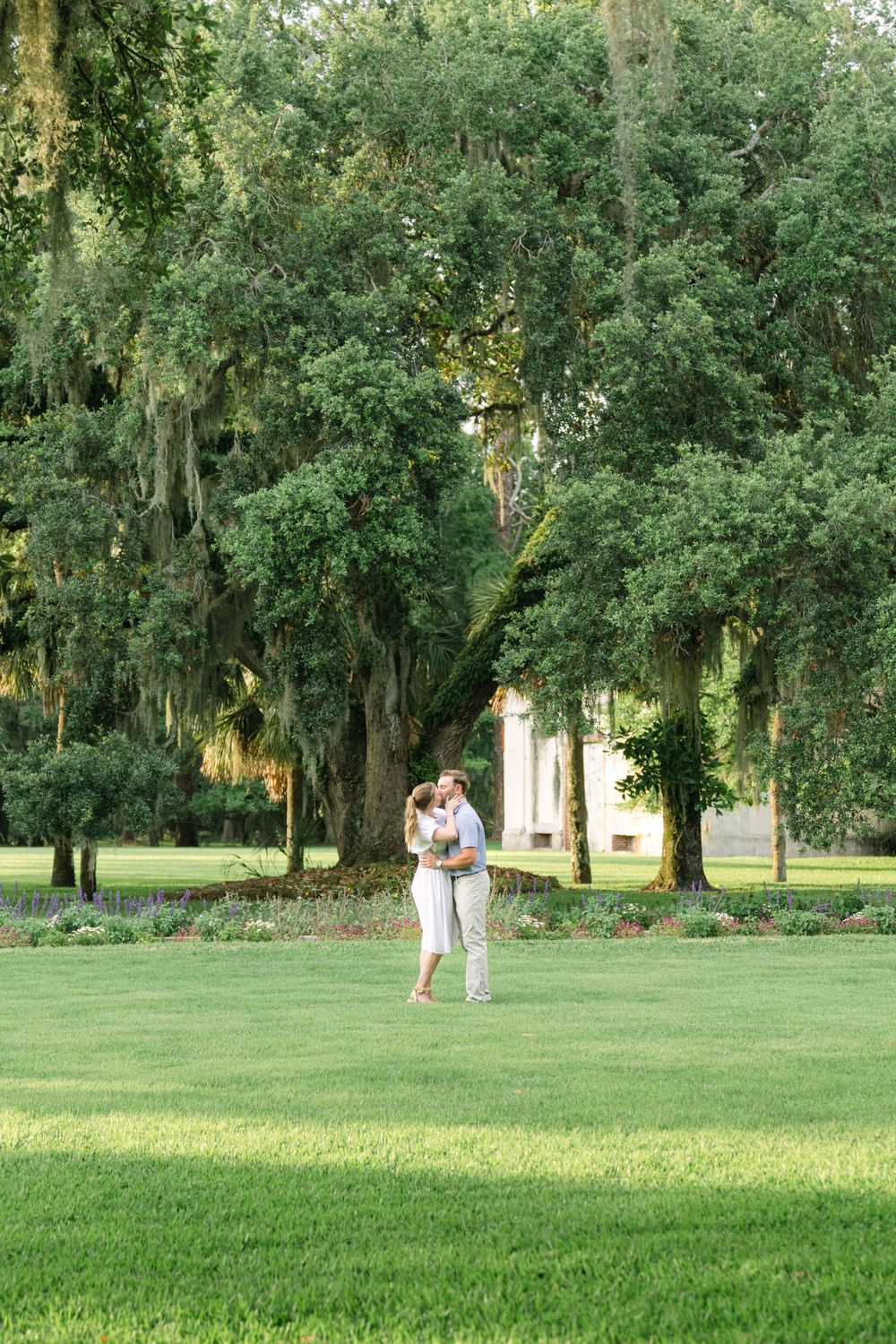 Engagement moment at Cherokee Cottage within Jekyll Island Club Resort’s Historic District—Lindy Rebro proposal photography.
