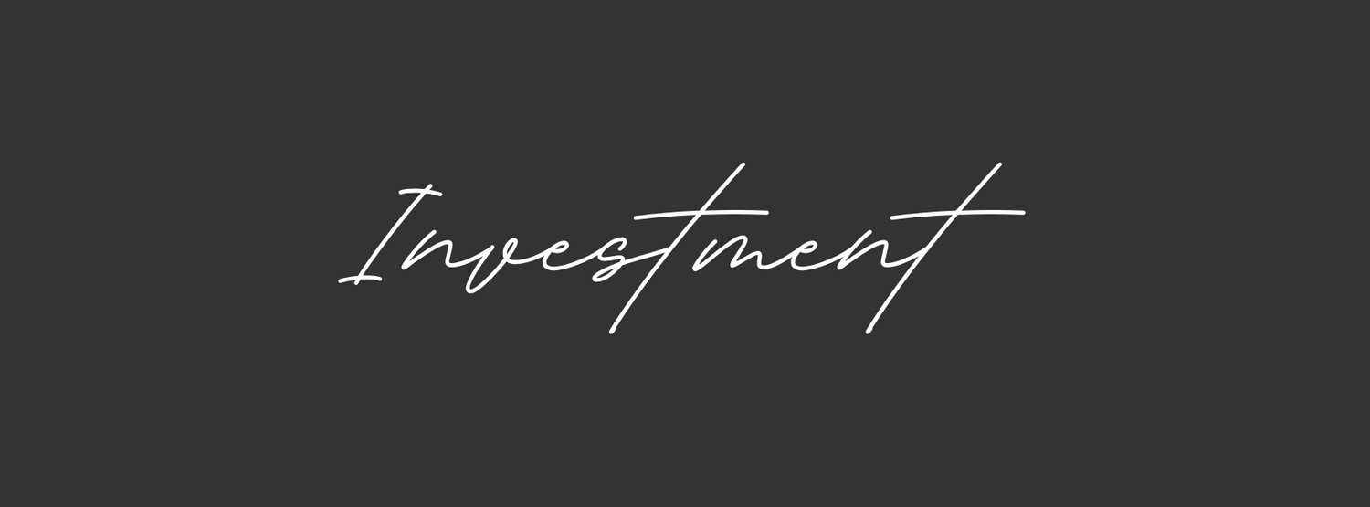 Stylish cursive text reading 'Investment' on dark gray background.
