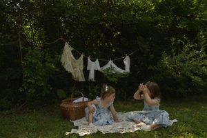 A collection of natural outdoor portraits taken in a sunlit wooded area.