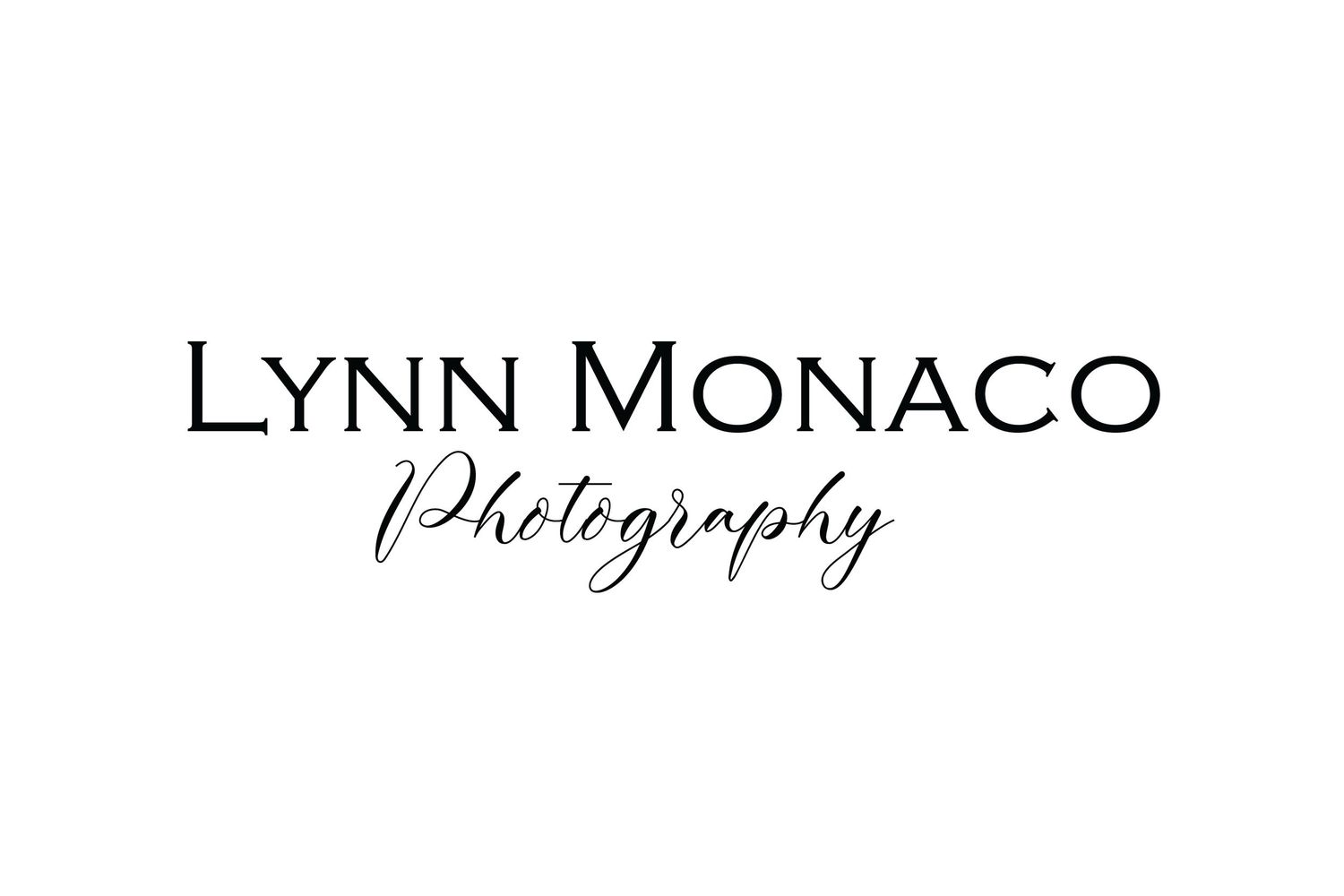 Elegant black text logo for Lynn Monaco Photography with stylized script font against white background.