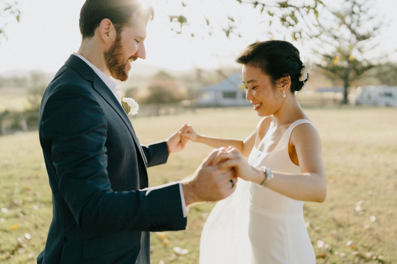 Love and laughter at a beautiful Albert River Wines wedding near Brisbane, captured by a Brisbane wedding photographer.”