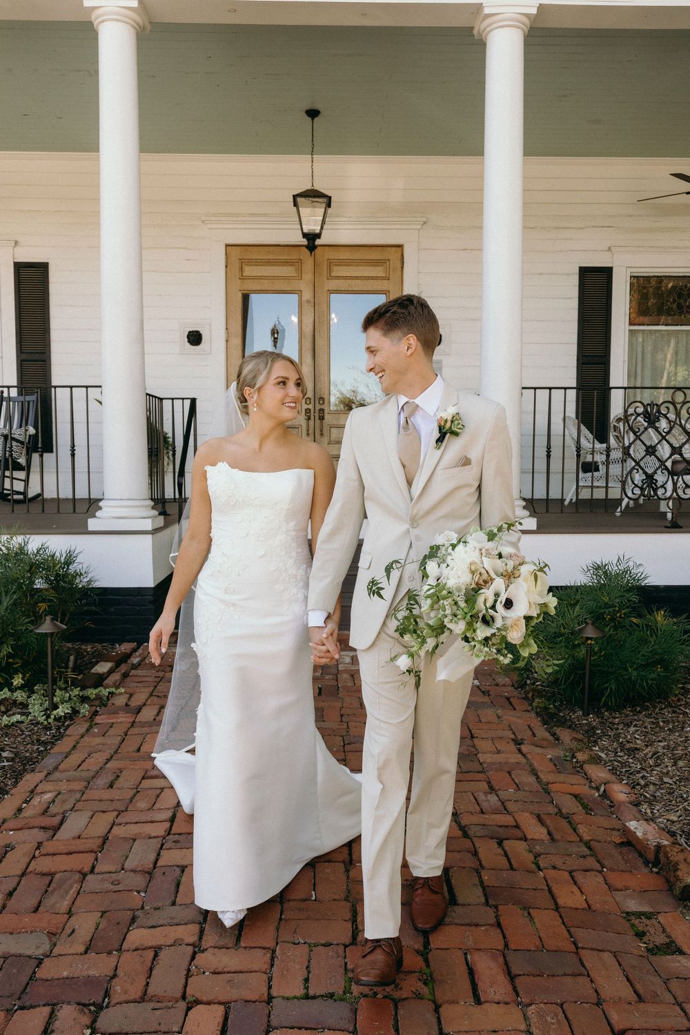 Wedding photograph of bride and groom at Lillian Gardens in Newnan, Georgia