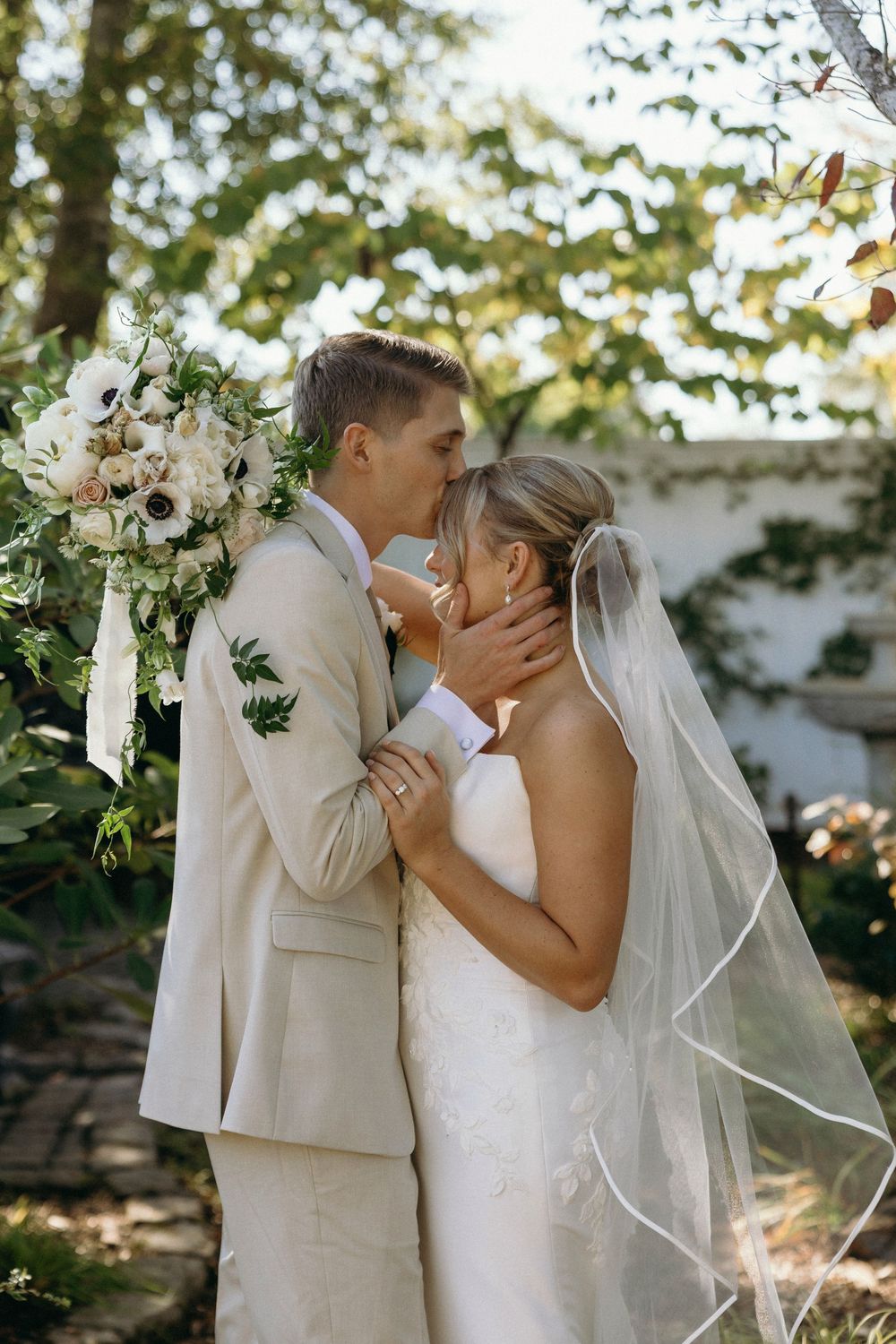 Bride and groom portraits at Lillian Gardens in Newnan, Georgia