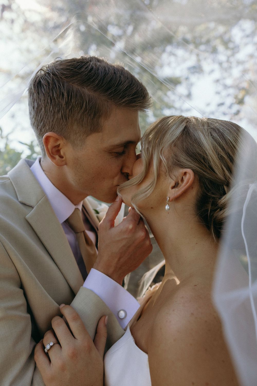 Wedding photograph of bride and groom at Lillian Gardens in Newnan, Georgia