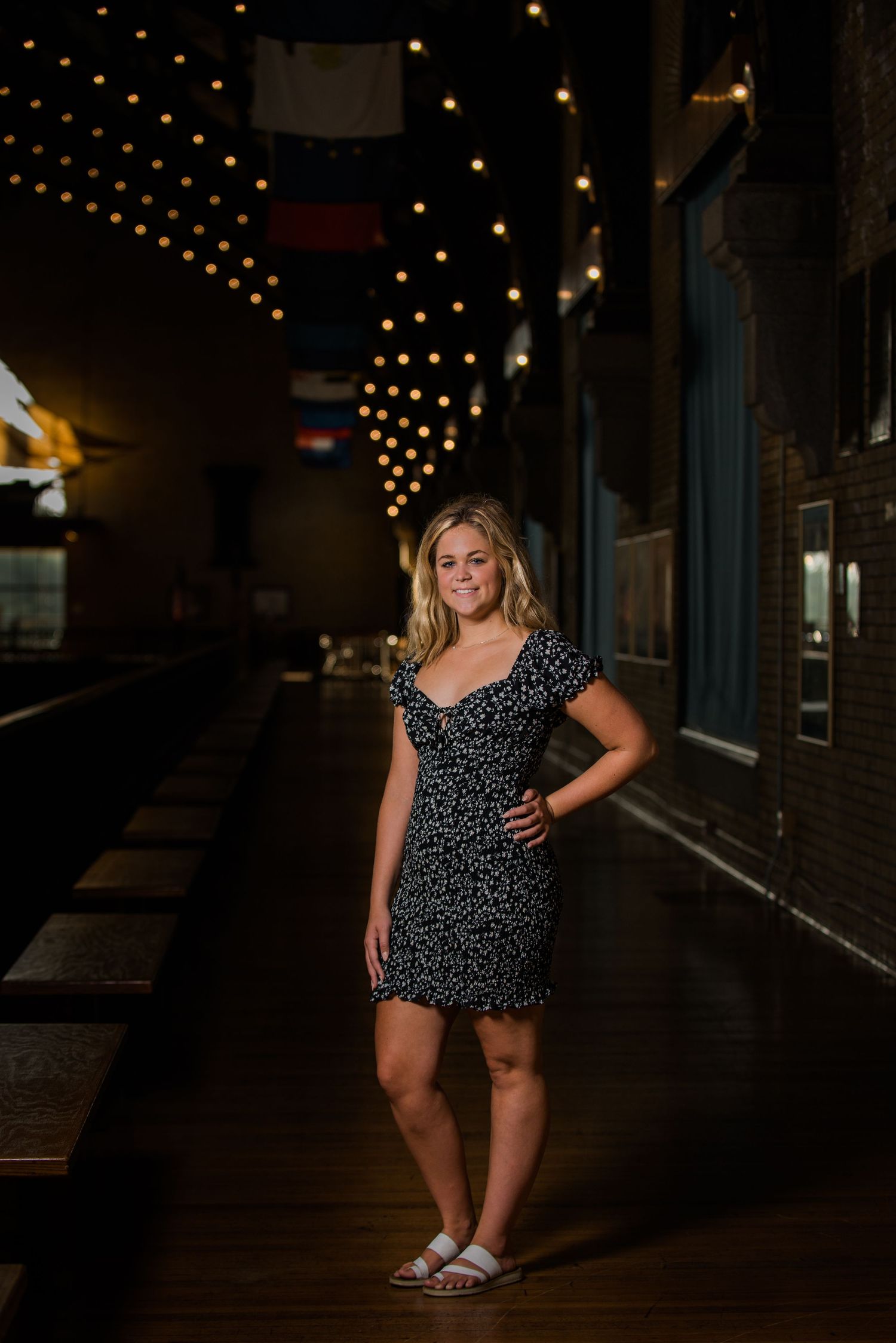 Senior smiling for her portraits at the Naval Academy.