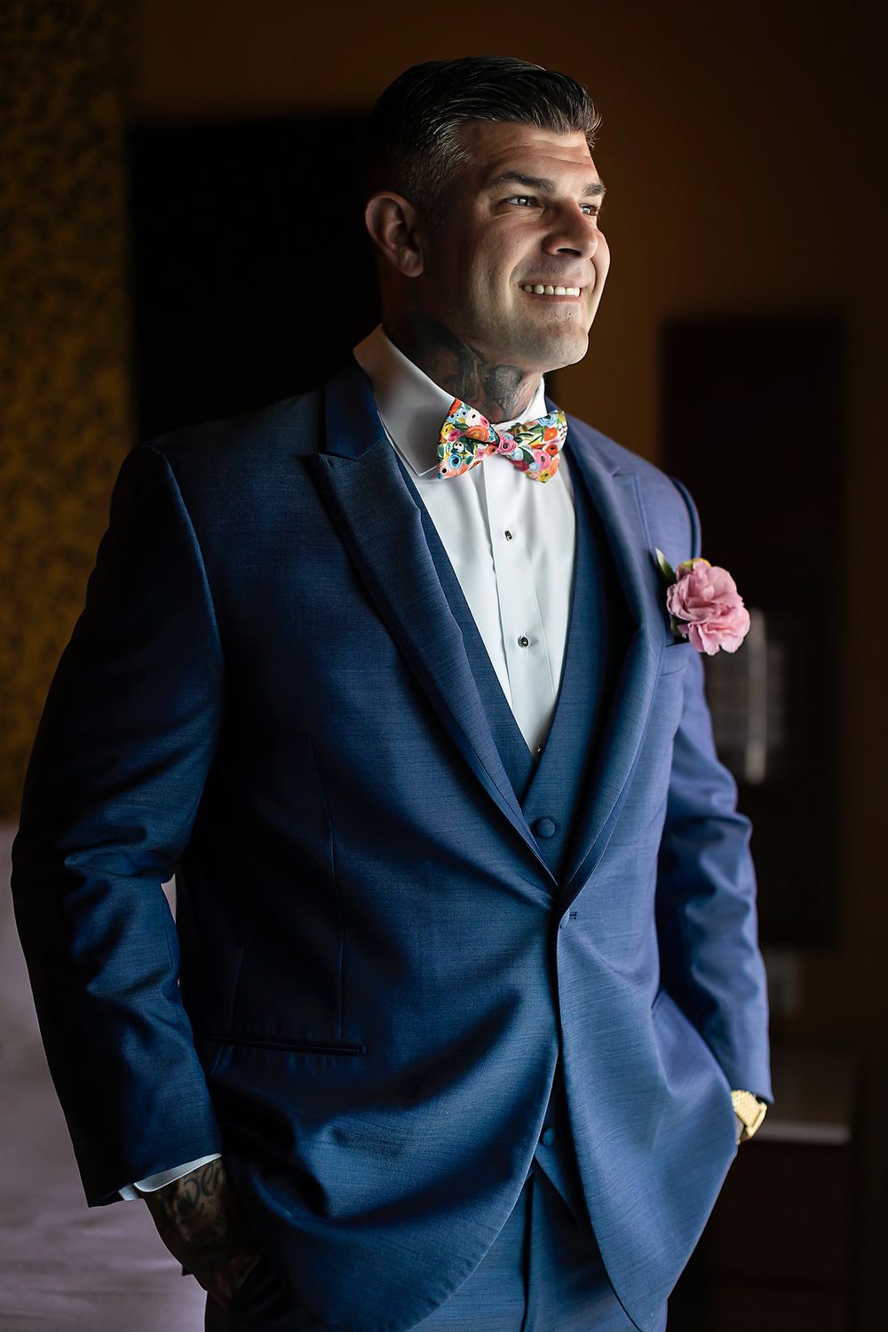 Groom portrait before ceremony at Generations Riviera Maya, Riviera Maya wedding photographer.