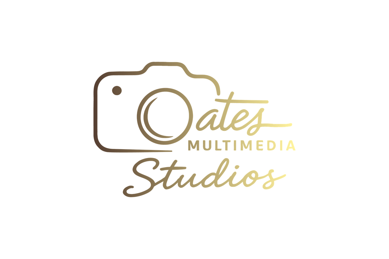 Set of elegant gold photography studio logos with camera motifs.