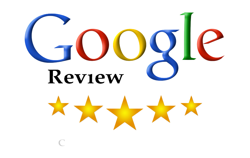 The Google company logo displayed with colorful letters and a star rating review system.