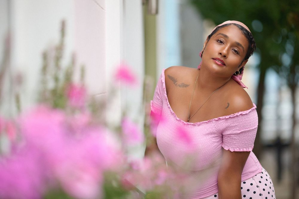 Lifestyle portrait of actor and model Amber Cameron shot on location in London