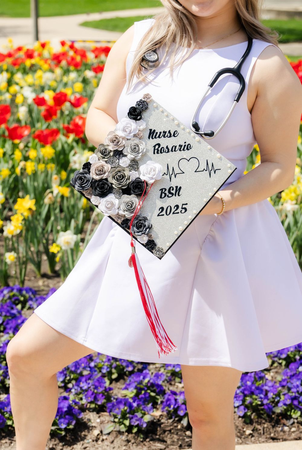 Spring outdoor college graduation photos at Illinois State University in Normal, Illinois