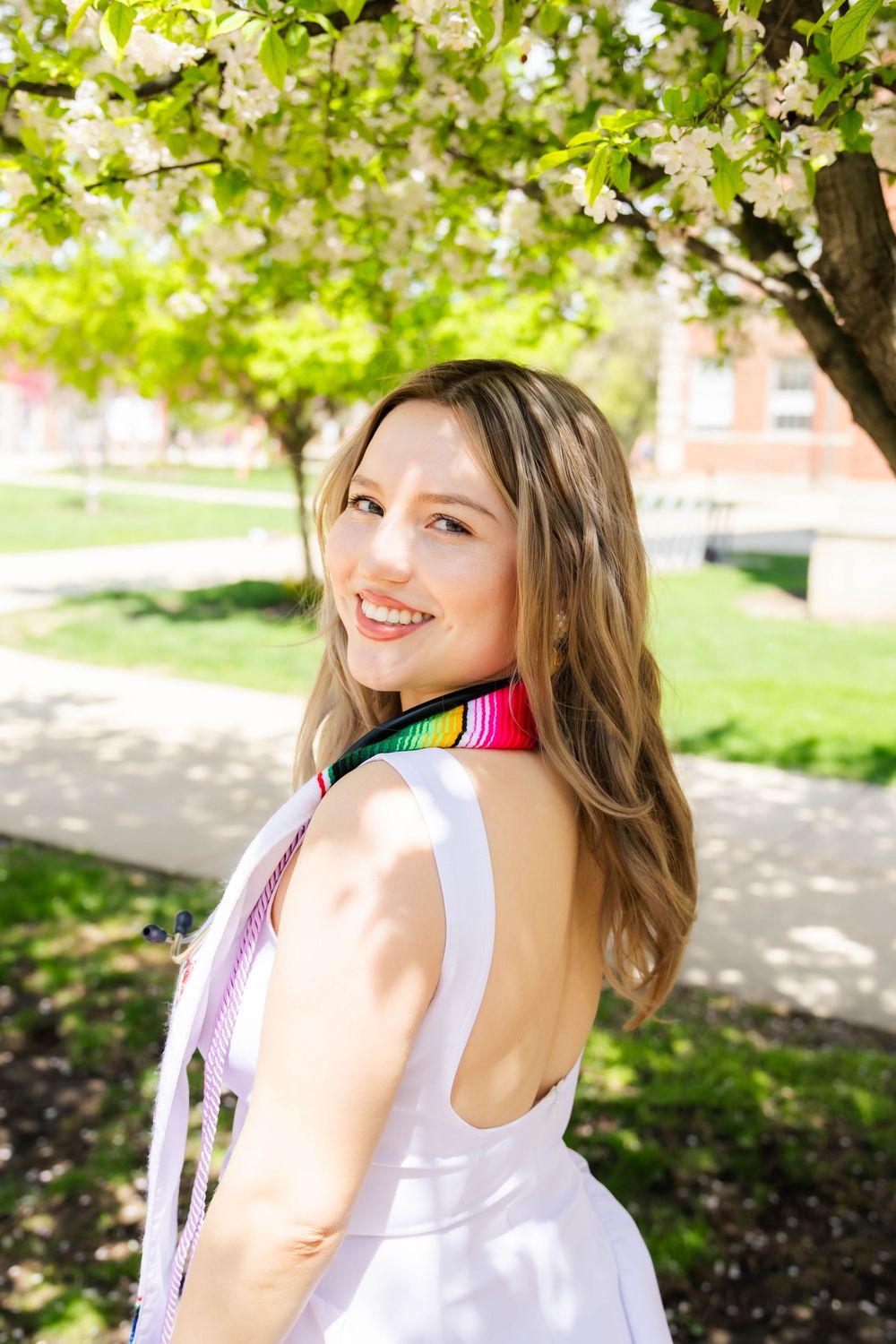 Spring outdoor college graduation photos at Illinois State University in Normal, Illinois