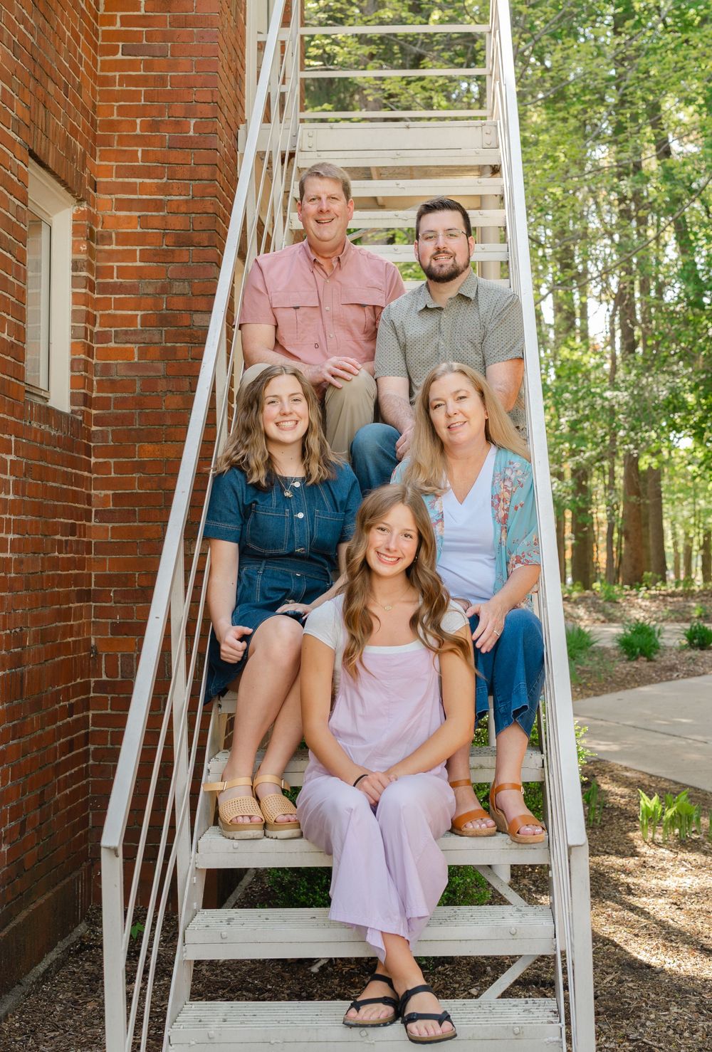 family on stairs