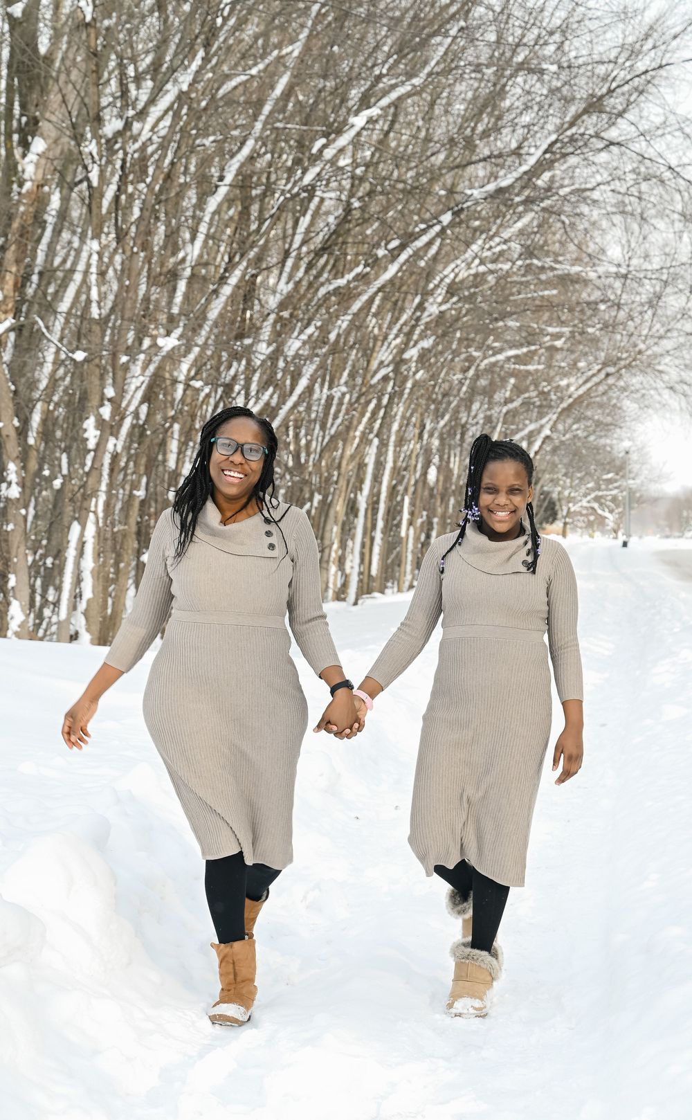mother daughter walking together