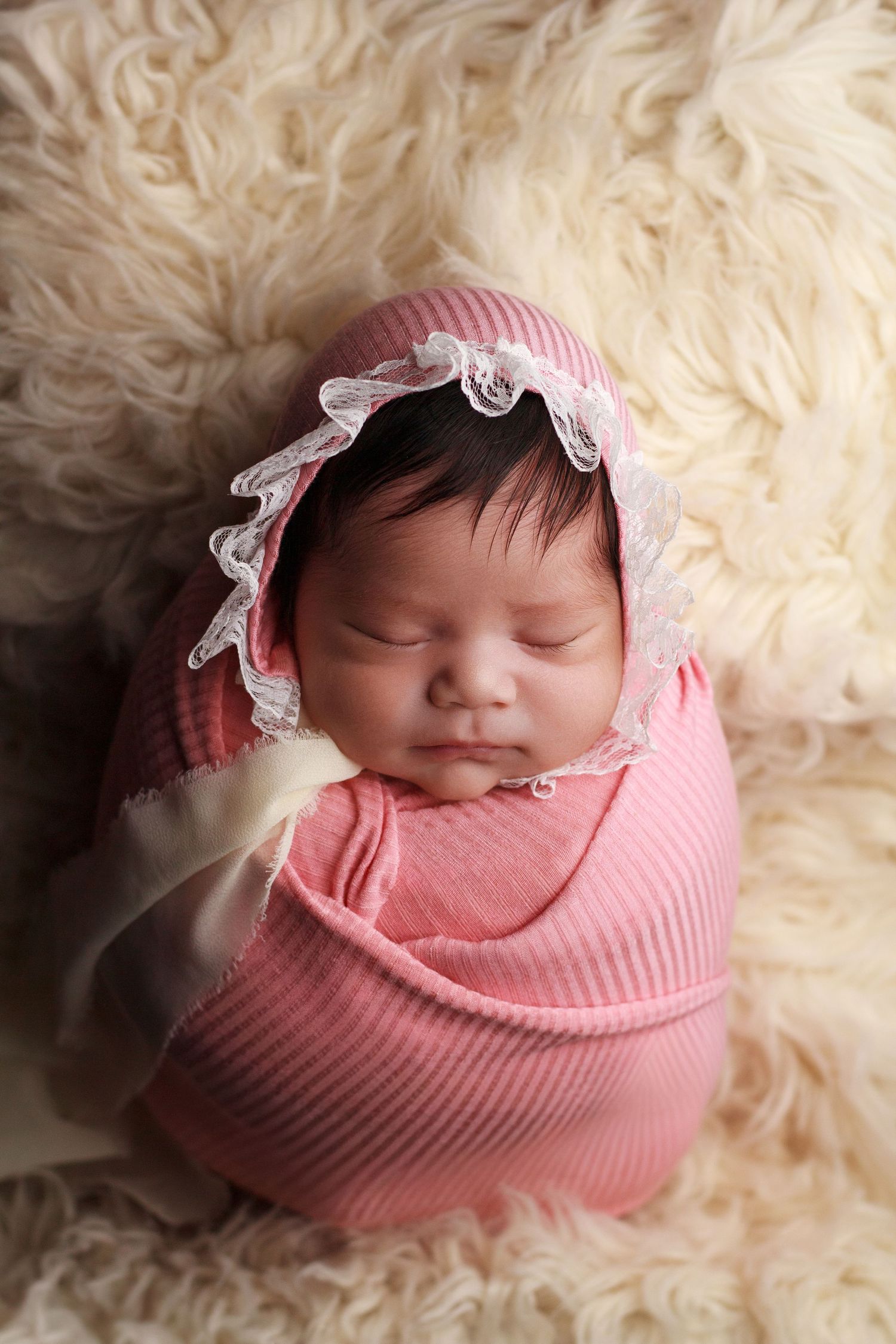 Example of pink fur layer that can be used during your Dalton Georgia newborn Session