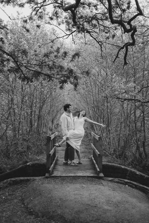 Forest of Dean pre wedding photography session capturing fun relaxed moments between engaged couple in nature.